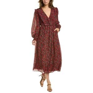 Boden NEW Becky Midi Wrap Dress Womens Size 14 Red Winterberry V Neck Career 14R